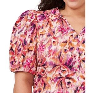 New CeCe Plus V-Neck Puffed Sleeve Blouse